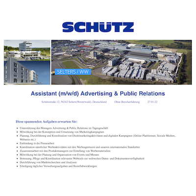 Assistant (m/w/d) Advertising & Public Relations