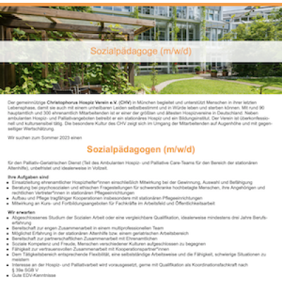 Sozialpädagoge (m/w/d), München – Palliativ-Geriatrischer Dienst