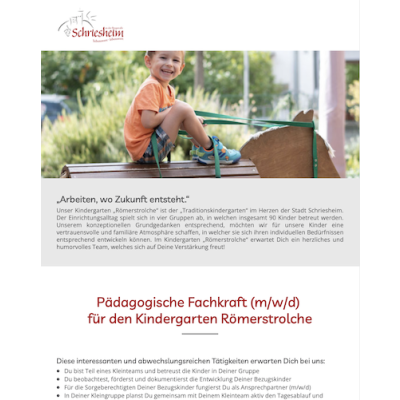 Pädagogische Fachkraft (m/w/d) für den Kindergarten Römerstrolche