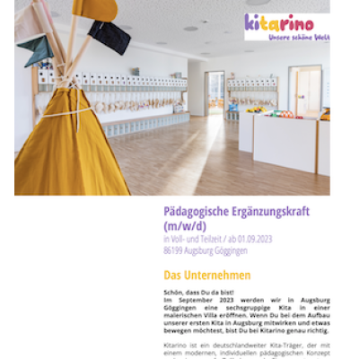 Pädagogische Ergänzungskraft (m/w/d) – Kitarino Gögginger Straße