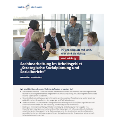 Sachbearbeitung im Arbeitsgebiet „Strategische Sozialplanung und Sozialbericht“