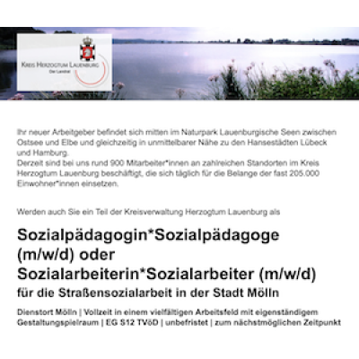 Sozialpädagog*in oder Sozialarbeiter*in für die Straßensozialarbeit in der Stadt Mölln