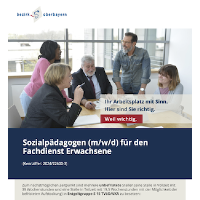 Sozialpädagoge (m/w/d) für den Fachdienst Erwachsene