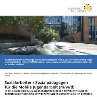 Sozialarbeiter / Sozialpädagoge für die Mobile Jugendarbeit (m/w/d) in Teilzeit