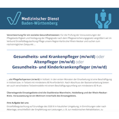Gesundheits- und Krankenpfleger (m/w/d) oder Altenpfleger (m/w/d) oder Gesundheits- und Kinderkrankenpfleger (m/w/d)