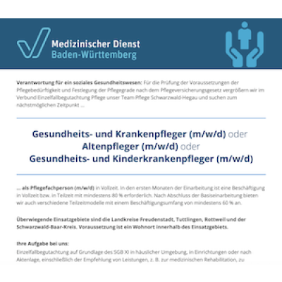 Gesundheits- und Krankenpfleger (m/w/d) oder Altenpfleger (m/w/d) oder Gesundheits- und Kinderkrankenpfleger (m/w/d)