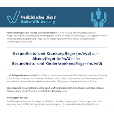 Gesundheits- und Krankenpfleger (m/w/d) oder Altenpfleger (m/w/d) oder Gesundheits- und Kinderkrankenpfleger (m/w/d)