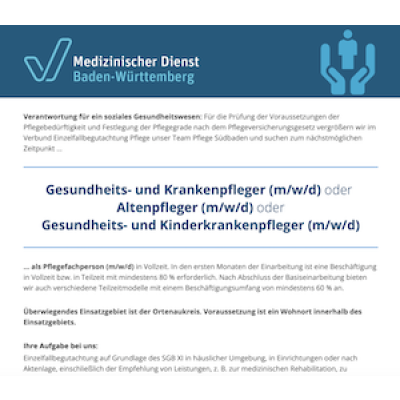 Gesundheits- und Krankenpfleger (m/w/d) oder Altenpfleger (m/w/d) oder Gesundheits- und Kinderkrankenpfleger (m/w/d)