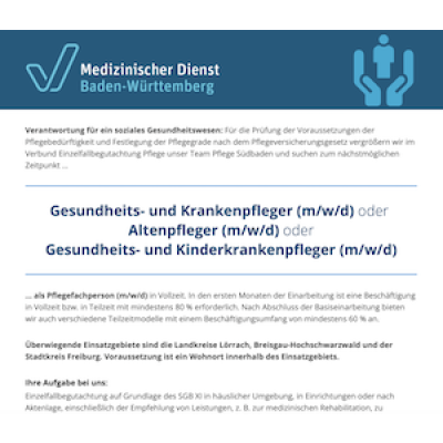Gesundheits- und Krankenpfleger (m/w/d) oder Altenpfleger (m/w/d) oder Gesundheits- und Kinderkrankenpfleger (m/w/d)