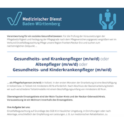 Gesundheits- und Krankenpfleger (m/w/d) oder Altenpfleger (m/w/d) oder Gesundheits- und Kinderkrankenpfleger (m/w/d)