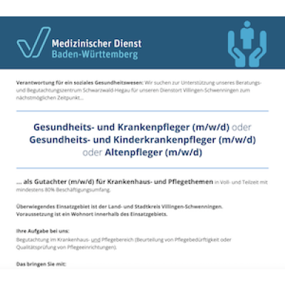 Gesundheits- und Krankenpfleger (m/w/d) oder Gesundheits- und Kinderkrankenpfleger (m/w/d) oder Altenpfleger (m/w/d)