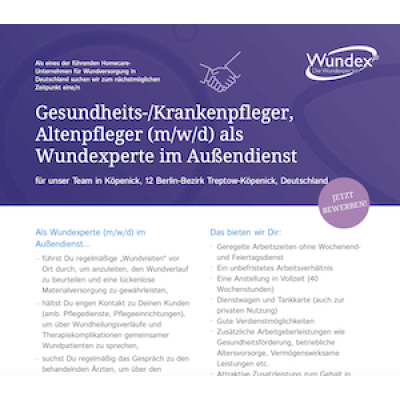 Gesundheits-/Krankenpfleger, Altenpfleger (m/w/d) als Wundexperte im Außendienst